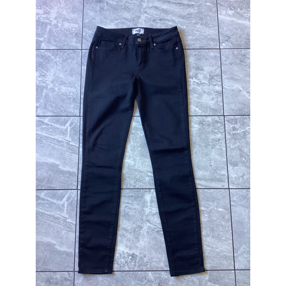 Paige Verdugo Ultra Skinny Jeans Black Denim Womens Size 28 Mid Rise Stretch